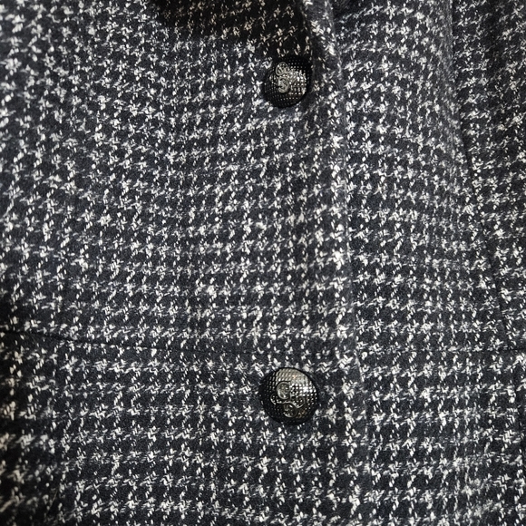 GUESS Wool-Blend Black/White Houndstooth Lined Coat Jacket Women’s Large - Picture 9 of 11
